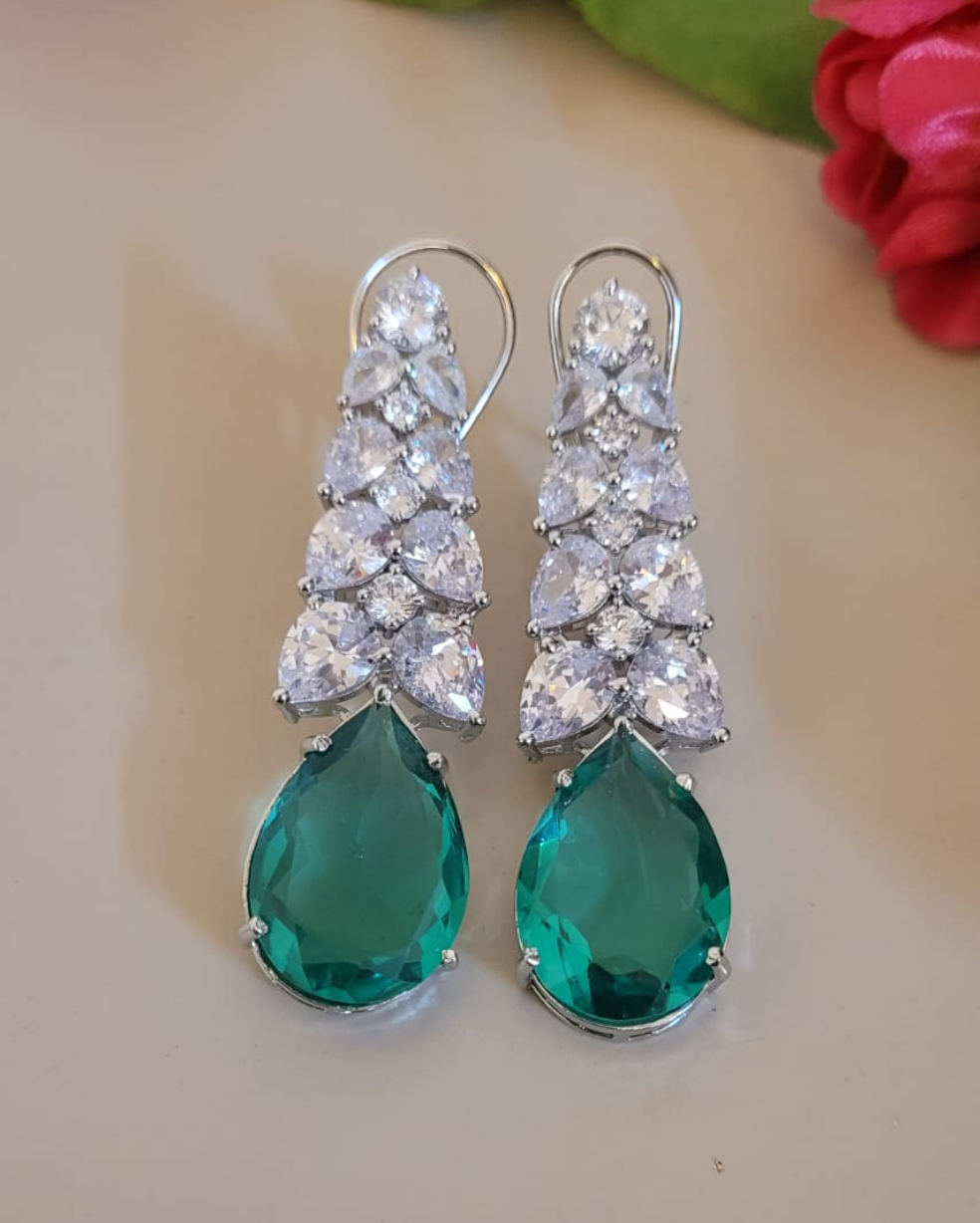 Emerald green shop diamond earrings