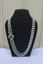 Load image into Gallery viewer, Green Pearl  Beaded Diamond  Pendant Necklace