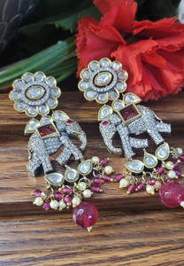 Elephant Polki Dangler Earrings