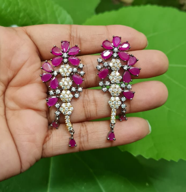 Ahana Ruby and diamonds Danglers Earrings