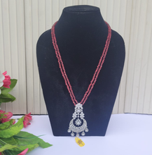 Load image into Gallery viewer, Red Long Beaded Diamond  Pendant Necklace