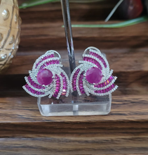 Load image into Gallery viewer, Ruby Zirconia Studs Earrings