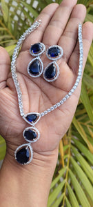 Blue Kim zirconia Diamond Necklace set