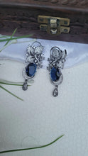 Load image into Gallery viewer, Blue Zirconia Victorian Earrings