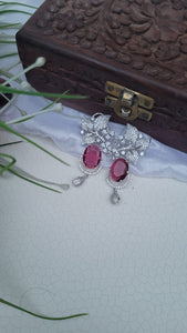 Red Zirconia Dangler Earrings