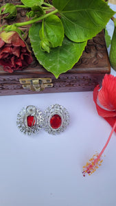 Red Zirconia Studs Earrings