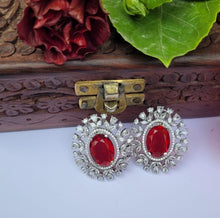 Load image into Gallery viewer, Red Zirconia Studs Earrings