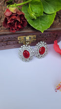 Load image into Gallery viewer, Red Zirconia Studs Earrings