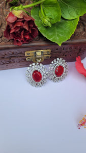 Red Zirconia Studs Earrings