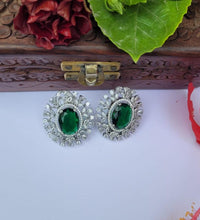 Load image into Gallery viewer, Green Zirconia Studs Earrings