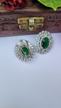 Load image into Gallery viewer, Green Zirconia Studs Earrings