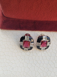 Red Enamel Studs Earrings