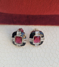 Load image into Gallery viewer, Red Enamel Studs Earrings