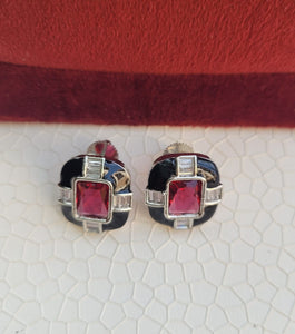 Red Enamel Studs Earrings