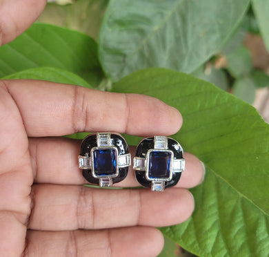 Blue Enamel Studs Earrings