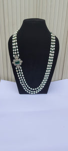 Green Pearl  Beaded Diamond  Pendant Necklace