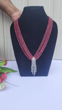 Load image into Gallery viewer, Red Long Beaded Diamond  Pendant Necklace