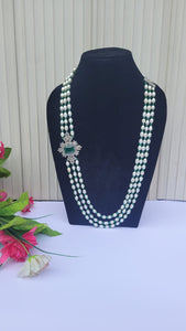 Green Pearl  Beaded Diamond  Pendant Necklace