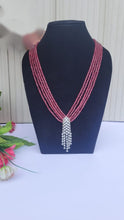 Load image into Gallery viewer, Red Long Beaded Diamond  Pendant Necklace