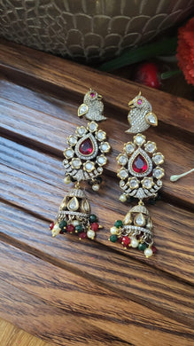 Peacock Red green Dangler Earrings