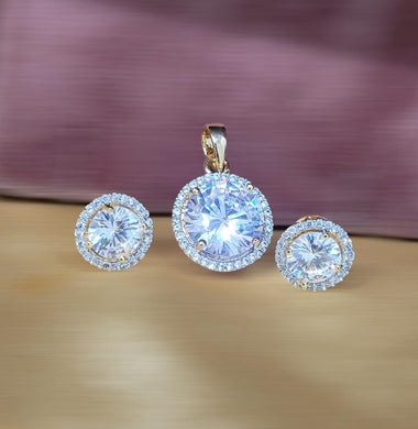 Solitaire Diamond Pendant Necklace Set