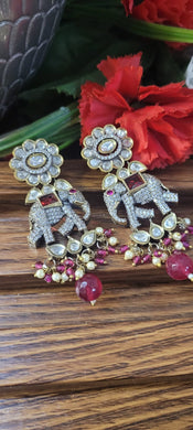 Elephant Polki Dangler Earrings