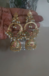 Navratni Jadau Jhumka Earrings