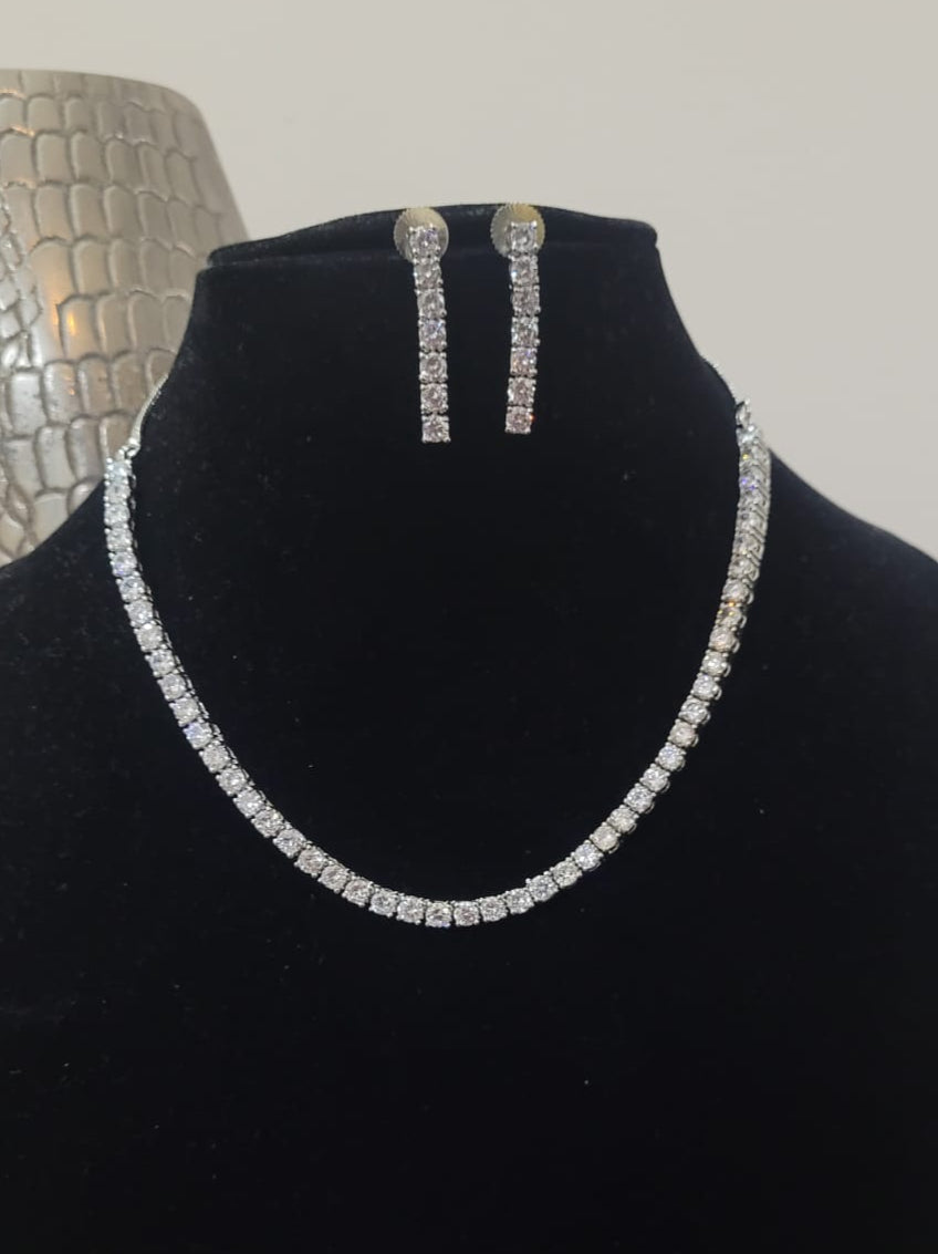 Solitaire White Diamond Necklace set