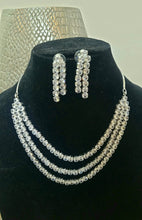 Load image into Gallery viewer, Triple Layered White Diamond Necklace set