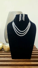 Load image into Gallery viewer, Triple Layered White Diamond Necklace set