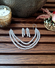 Load image into Gallery viewer, Triple Layered White Diamond Necklace set