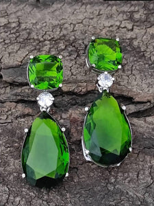 Madhuri Green Stone diamond Danglers Earrings