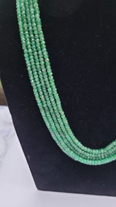 Precious Natural Green Emerald  Layered Gemstone Necklace