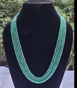 Precious Natural Green Emerald  Layered Gemstone Necklace