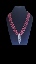 Load image into Gallery viewer, Red Long Beaded Diamond  Pendant Necklace