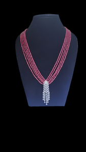 Red Long Beaded Diamond  Pendant Necklace