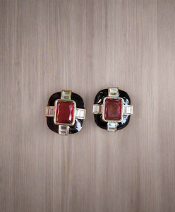 Red Enamel Studs Earrings