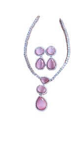 Pink Kim zirconia Diamond Necklace set