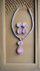 Pink Kim zirconia Diamond Necklace set