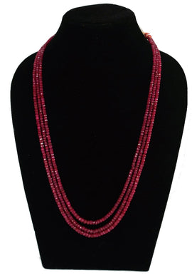 Gemzlane precious ruby gemstones 3 line  necklace