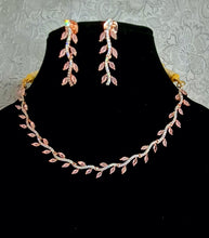 Load image into Gallery viewer, Pink Sleek Rosegold plated diamond Necklace set