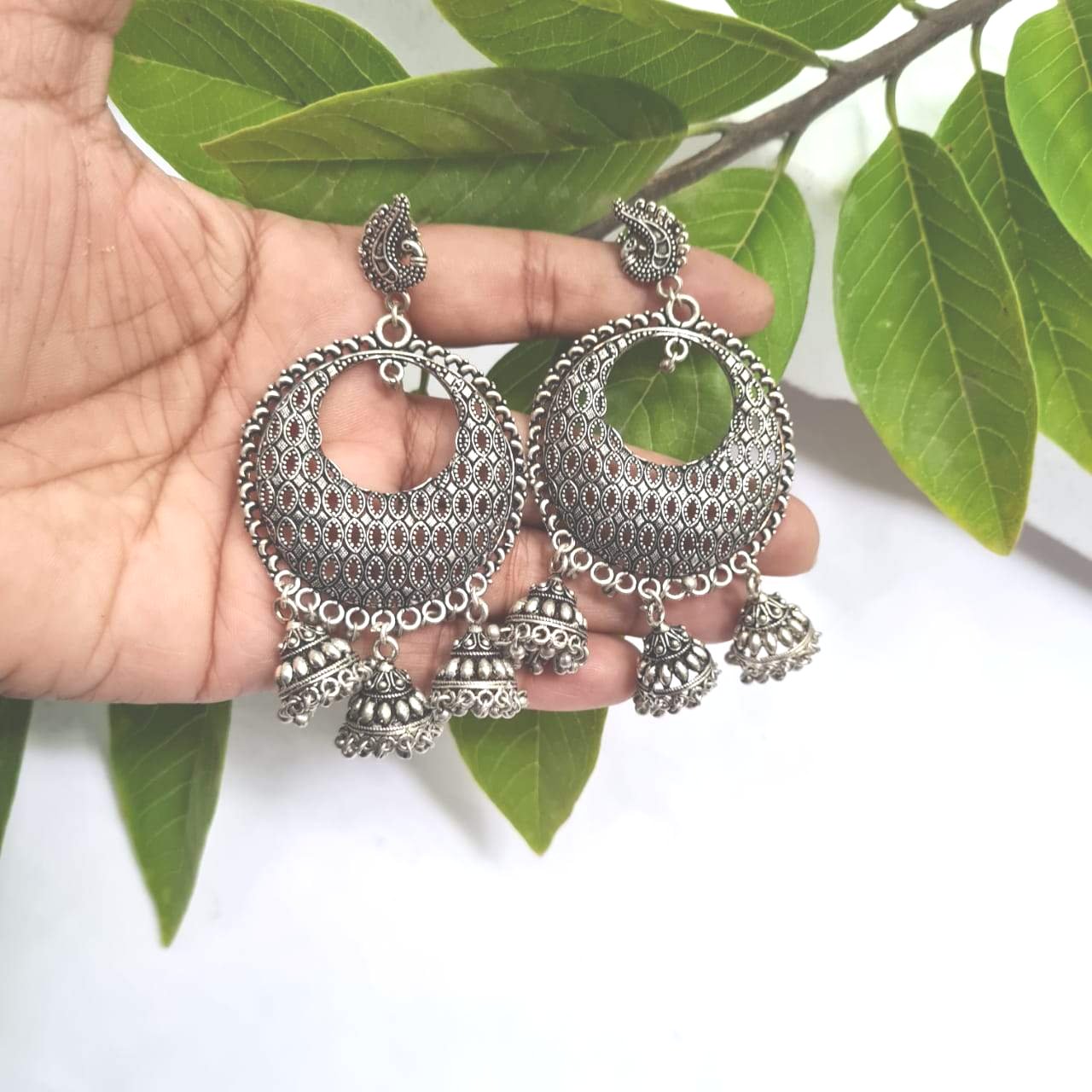 Elegant Colourful Oxidised Chandbali - Mata Payals Exclusive Silver  Jewellery