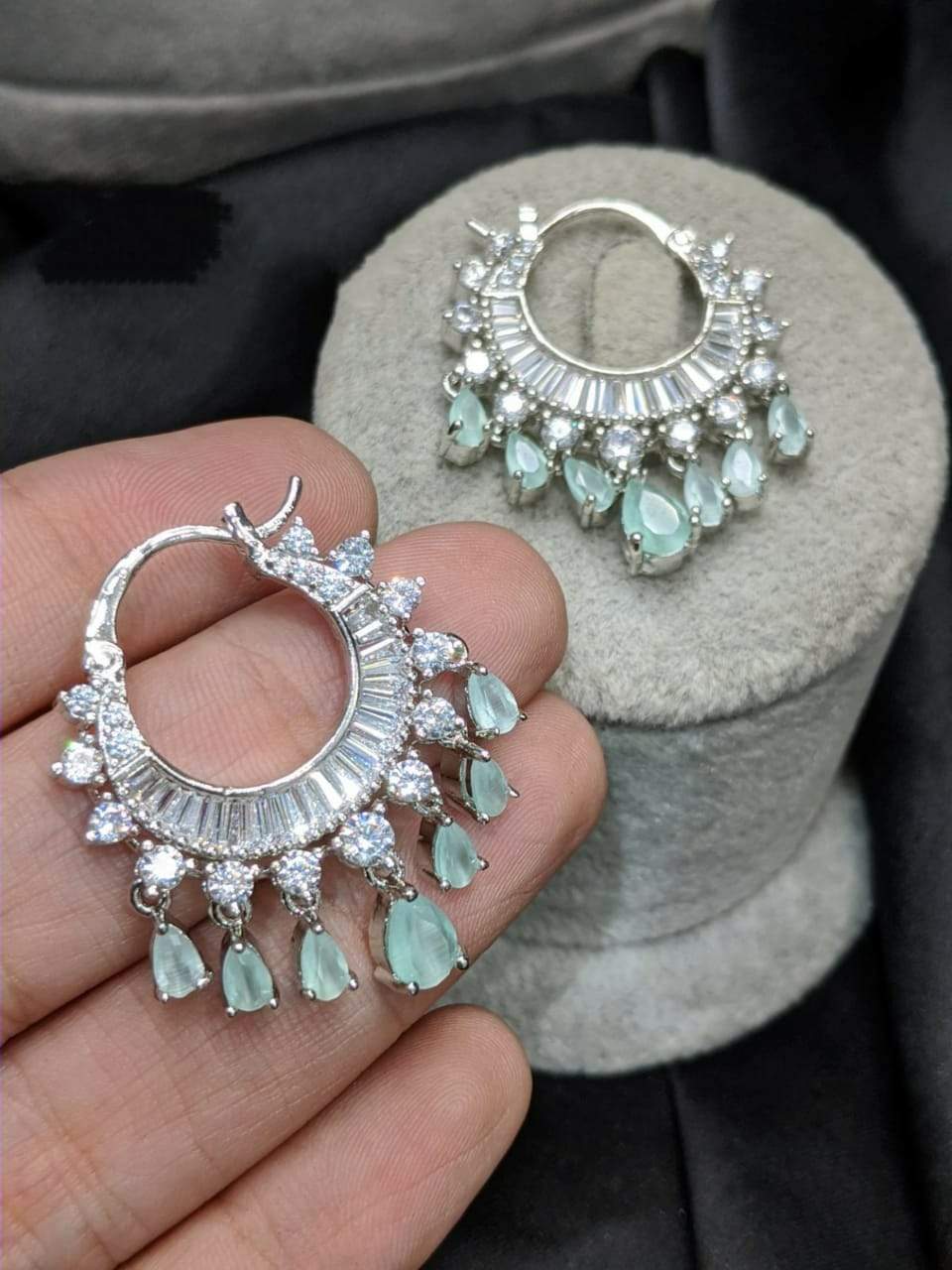 German Silver Chandbali Earrings-German Silver Chandbali Earrings