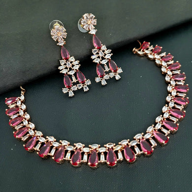 Gemzlane Red cz diamond Necklace set