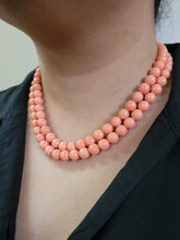 Load image into Gallery viewer, Double Layered Peach pearl fashion necklace