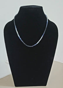 Blue Sapphire Precious Gemstone Shaded Single line Necklace