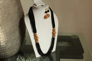 Black Designer Beaded Necklace Set - Gemzlane