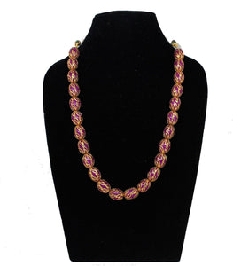 Pink Purple Golden Beads Designer Necklace Set - Gemzlane