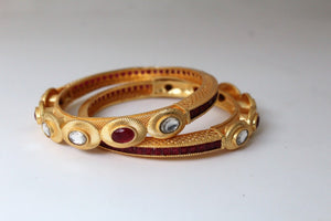 Gemzlane  Exquisite Ruby CZ pair of bangles - Gemzlane