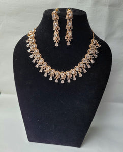 White Rosegold American diamond Necklace set